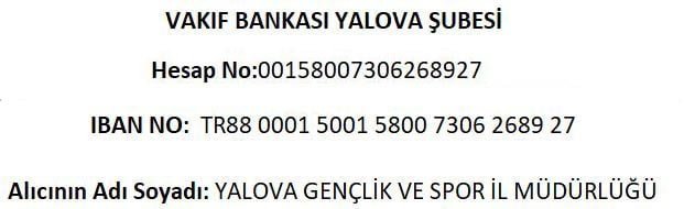 yalova yüzme havuzu banka hesap numarası