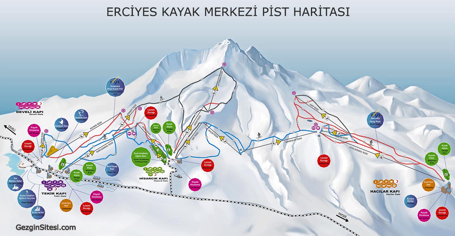 Erciyes Kayak Merkezi pist haritası